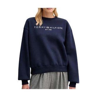 Tommy Hilfiger Corp Logo Modern Sweatshirt - Dames - Sweatshirts - Blauw - S - Katoen - Hoodies & sweatvesten
