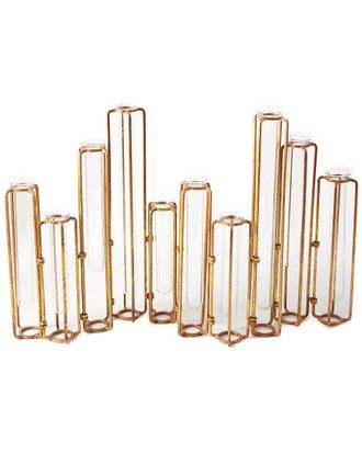 Two's Company Set Of 10 Hinged Flower Vases