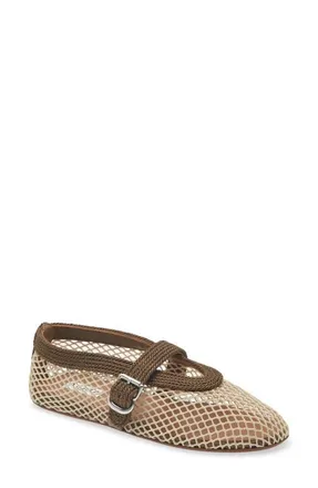 Alaia Mesh Mary Jane Flat in Vert Kaki at Nordstrom, Size 7.5Us