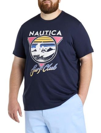 Nautica Big & Tall Surf Club Graphic Tee in Navy Seas at Nordstrom, Size 5X Big