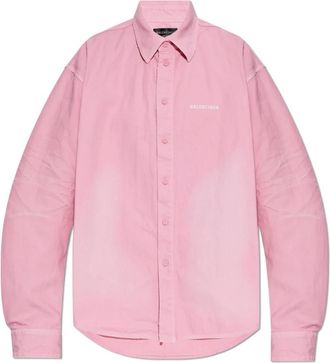 Balenciaga Overhemden, Dames, Roze, M, Katoen, Shirt met logo