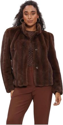 Arma Soline Faux Mink Stripe - Dames - Jassen - Bruin - Maat: L