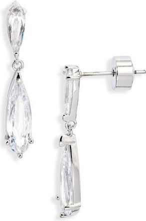 Nordstrom Elongated Pear Cubic Zirconia Drop Earrings in Clear- Silver at Nordstrom Rack