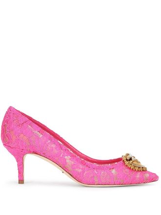 Dolce & Gabbana embellished lace pumps - women - Silk/Cotton/Nylon/Rayon - 35.5 - Pink