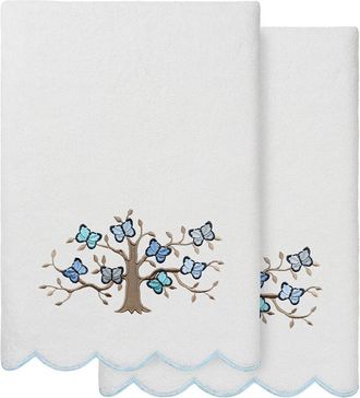 Linum Home Textiles 100% Turkish Cotton Teresa Scallop 2Pc Embellished Bath Towel Set