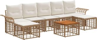 vidaXL Conjunto De Sof&aacute;s De Exterior 8 Uds. 7 Plaza Natural Y Crema Vidaxl