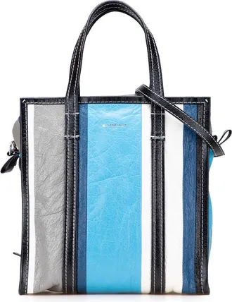Balenciaga Pre-owned Womens Bags Striped Leather Tote - Blue - One Size
