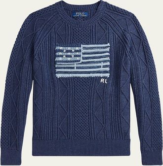 Polo Ralph Lauren Boys Cotton Faded Flag Sweater, Size S-XL