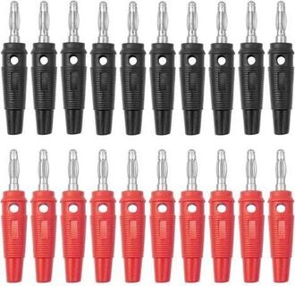 OEM 20 Conectores Banana De 4 Mm (10 Rojos, 10 Negros), Conectores De Altavoz De 20 A Para Conectar Altavoces Hi-fi, Amplificadores, Receptores Y Sistemas