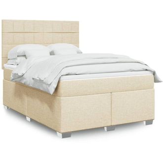 vidaXL Vidaxl - Cama Box Spring Con Colch&oacute;n Tela Color Crema 140x200 Cm