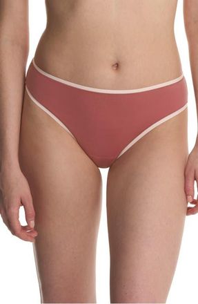 Natori Bliss Bare Stretch Cotton Thong in Nostalgia Rose/Peach Whip at Nordstrom, Size Xx-Large