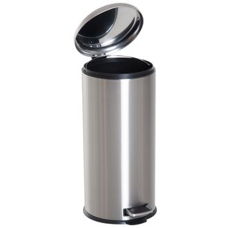 HOMCOM 30L Pedal Bin - 29.2 cm-Black/Silver | TJ Hughes Black