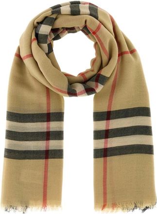 Burberry Check Wool Scarf - unisex - Wintersjaals - Beige - ONE Size - Wol - Accessoires