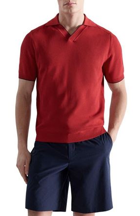 Mango Contrast Trim Piqu&eacute; Polo in Red at Nordstrom, Size X-Large