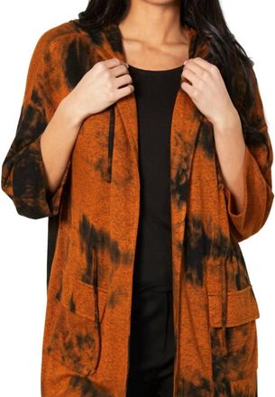 French Kyss Marble Wash Drawstring Cardigan In Spice