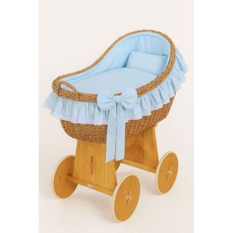 OEM Mois&eacute;s De Mimbre Carina Con Cobertizo De Mimbre - Ropa De Cama Natural Y Azul