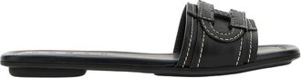 Hogan Black H685 Shearling Leather Slides