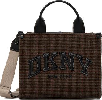 DKNY Borsa tote a quadri - Marrone