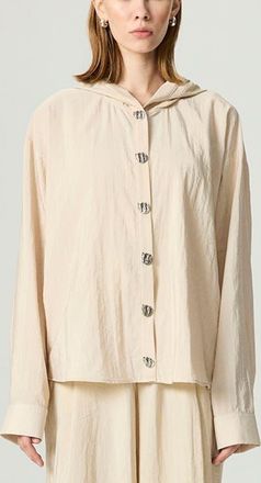 Nocturne Hooded Shirt with Snap Button Details in Ivory at Nordstrom, Size X-Small Eu