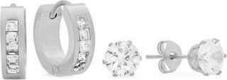 HMY Jewelry Mens Set of 2 Stud & Hoop Earrings in Silver at Nordstrom Rack