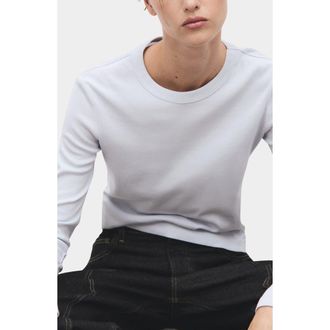 Mango Long Sleeve Cotton Rib T-Shirt in Sky Blue at Nordstrom Rack, Size Large