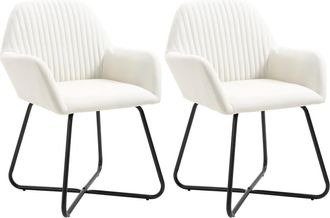 vidaXL Vidaxl - Sillas De Comedor 2 Unidades Tela Color Crema