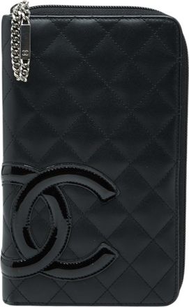 Chanel Black Leather Long Wallet (Bi-Fold) (Pre-Owned)