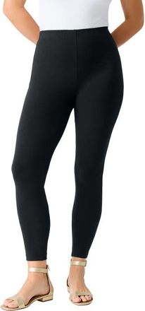 Roaman's Plus Size Essential Stretch Ankle Length Pull On Legging in Black at Nordstrom, Size Medium