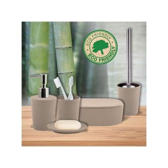 Spirella Spirella - Set De 5 Accesorios De Ba&ntilde;o En Fibra De Bamb&uacute; Takeo Topo