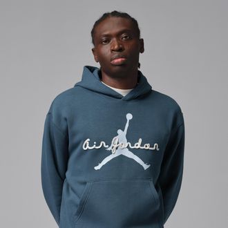 Nike Jordan Mens Jordan Brooklyn Fleece Pullover Hoodie in Blue | IQ0702-479
