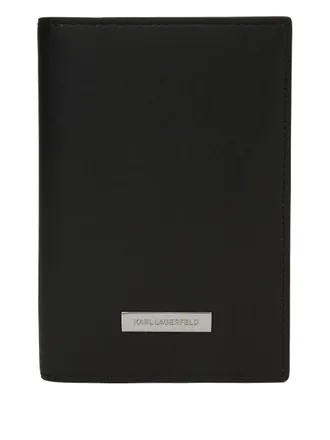 Karl Lagerfeld Ikon smooth passport holder - women - Polyester/Polyurethane - One Size - Black