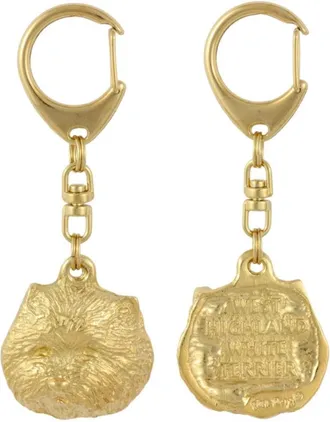 OEM West Highland White Terrier, Westie: Llavero De Perro Ba&ntilde;ado En Oro, Decoraci&oacute;n De Bolsos, Accesorio De Lujo De Art-dog