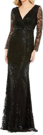 Mac Duggal Embellished Lace Mermaid Gown In Black