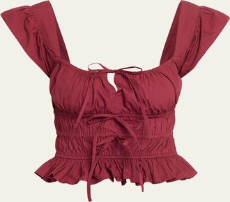Ciao Lucia Katrin Smocked Drawstring Crop Top