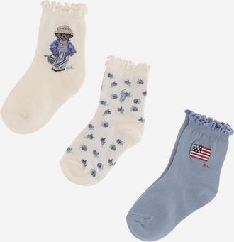 Polo Ralph Lauren Kids Childrens Sock Set Ivory Socks: Cotton Tights & Socks
