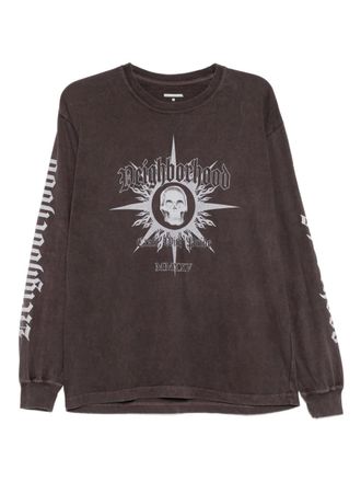 Neighborhood skull graphic T-shirt - Brown