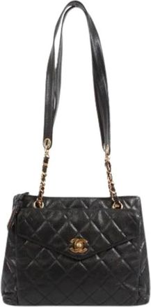 Chanel Pre-owned Vintage Tote Bag - Dames - Vintage Schoudertas - Zwart - ONE Size - Leer - Vintage