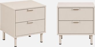 Sweeek Mesita De Noche De Madera Y Metal Con 2 Cajones, Set De 2