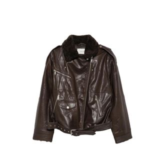 Gestuz Belted Shearling-collar Jacket