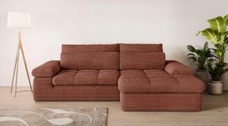 HOME AFFAIRE Ecksofa »ALVERIE mit Recamiere, moderne Steppung, Masse: B/T/H 274/203/106 cm« L-Form mit Wellenunterfederung, mit 4 Rückenkissen, pflegeleicht Stoff