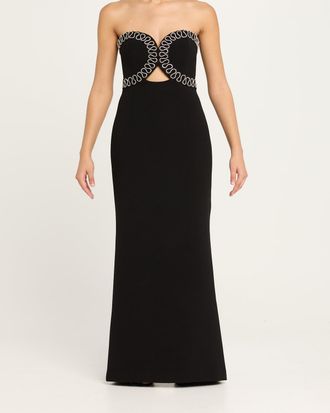 Rebecca Vallance Nyx Strapless Diamante-Trim Column Gown