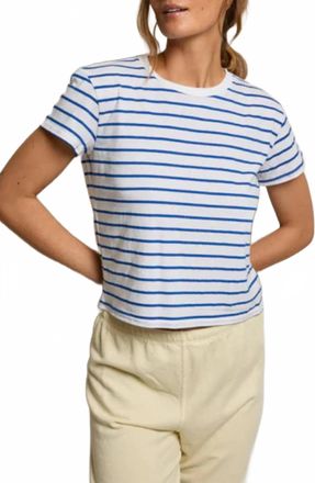 perfectwhitetee Everett Jersey Boxy T Shirt In Cobalt Stripe