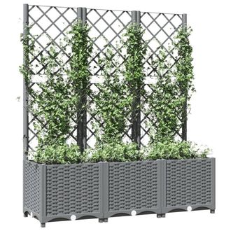 Berkfield Home Garden Planter with Trellis Light Grey 120x40x136 cm PP | Size: 120 x 40 x 136 cm