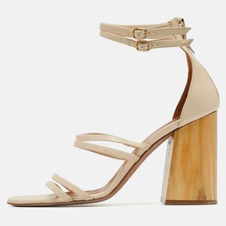 Malone Souliers Cream Leather Ankle Strap Sandals