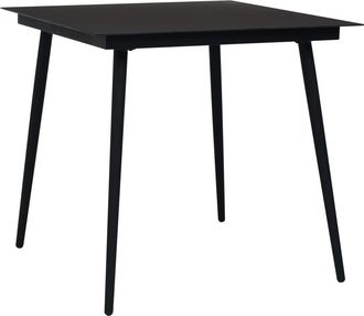 vidaXL Mesa De Comedor De Jard&iacute;n Acero Y Vidrio Negra 80x80x74 Cm Vidaxl