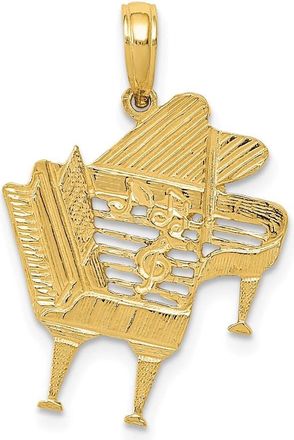 Diamond2Deal 14k Yellow Gold Baby Grand Piano Pendant