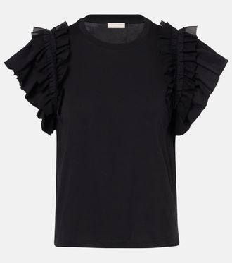 Ulla Johnson Top Leia de algod&oacute;n con volantes