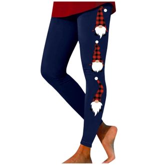 Generic Leggings for Women Workout Out Leggings Christmas Print Color Block Pants Soft Stretchy Leggings Cute Leggings for Women High Waist Dark Blue