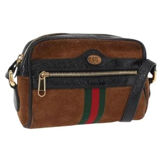 Gucci Pre-owned Cross Body Bags, female, Brown, Size: ONE SIZE Pre-owned Suede Cross Body Bag