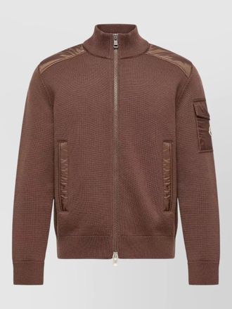 Moncler wool padded cardigan high collar zip
